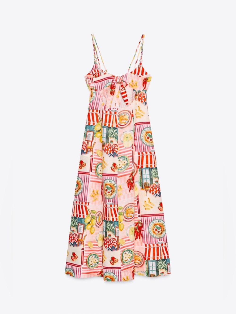 Zara Floral Pink Lemon Print Maxi Dress - Italy Inspired Summer Linnen Dress - Picture 10 of 11